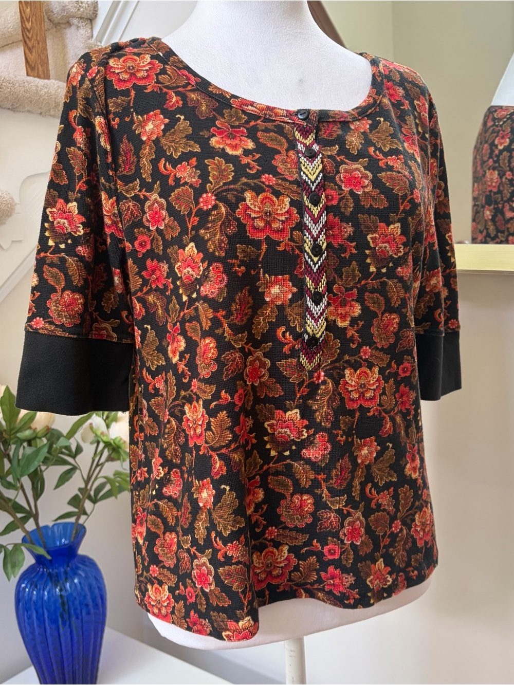Sundance Petite Large Cotton Floral Embroidered Boho Top